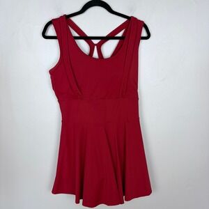 Fisoew Tennis Dress Burgundy Scoop Neck Activewear Built in Shorts Size Large